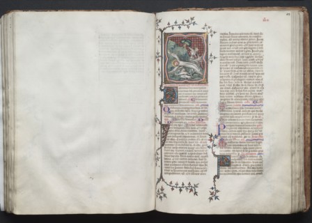 The Gotha Missal:  Fol. 103r, St. Andrew Being Tied to the Cross, c. 1375. And workshop Master of