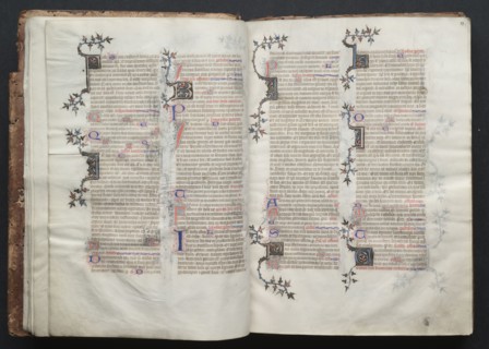 The Gotha Missal:  Fol. 12v, Text, c. 1375. And workshop Master of the Boqueteaux (French). Ink,