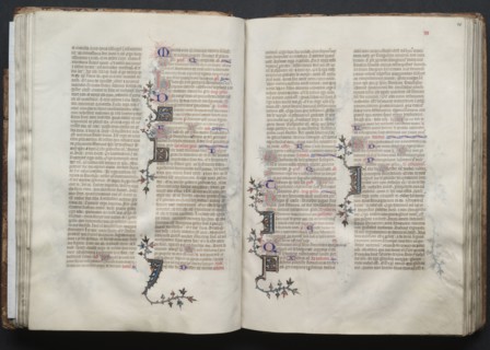 The Gotha Missal:  Fol. 40r, Text, c. 1375. And workshop Master of the Boqueteaux (French). Ink,