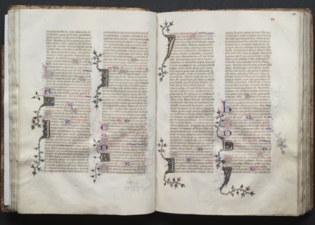 The Gotha Missal:  Fol. 40v, Text, c. 1375. And workshop Master of the Boqueteaux (French). Ink,