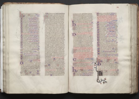 The Gotha Missal:  Fol. 55v, Text, c. 1375. And workshop Master of the Boqueteaux (French). Ink,