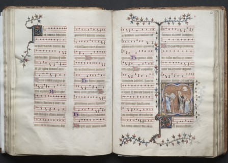 The Gotha Missal:  Fol. 60v, Text, c. 1375. And workshop Master of the Boqueteaux (French). Ink,