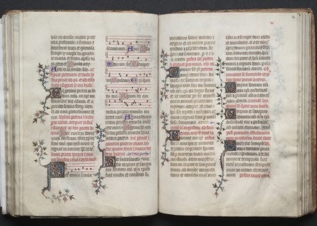 The Gotha Missal:  Fol. 67v, Text, c. 1375. And workshop Master of the Boqueteaux (French). Ink,
