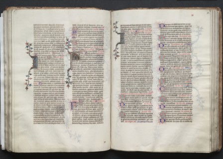 The Gotha Missal:  Fol. 73r, Text, c. 1375. And workshop Master of the Boqueteaux (French). Ink,