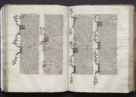 The Gotha Missal:  Fol. 74r, Text, c. 1375. And workshop Master of the Boqueteaux (French). Ink,