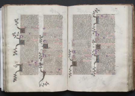 The Gotha Missal:  Fol. 75v Text, c. 1375. And workshop Master of the Boqueteaux (French). Ink,