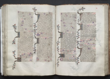 The Gotha Missal:  Fol. 80v, Text, c. 1375. And workshop Master of the Boqueteaux (French). Ink,