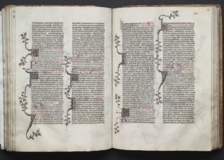 The Gotha Missal:  Fol. 85v, Text, c. 1375. And workshop Master of the Boqueteaux (French). Ink,