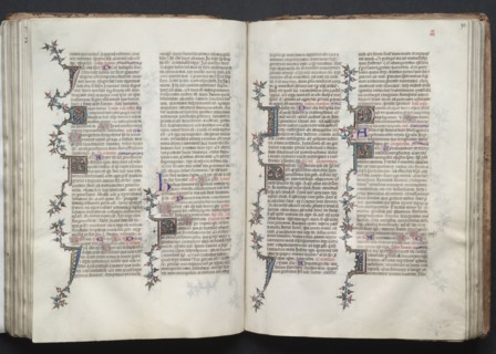The Gotha Missal:  Fol. 91v, Text, c. 1375. And workshop Master of the Boqueteaux (French). Ink,