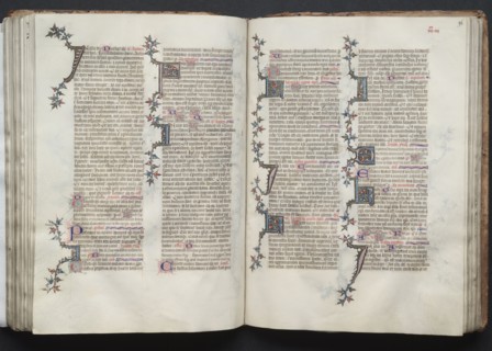 The Gotha Missal:  Fol. 95v, Text, c. 1375. And workshop Master of the Boqueteaux (French). Ink,
