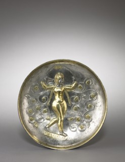 Dish: The Goddess Anahita, 400-600. Iran, Sasanian, 5th-6th Century. Silver gilt; overall: 4.6 x 21