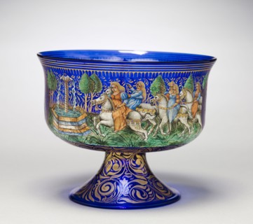 Footed Bowl, 1850-1899. Italy, Venice, 19th century. Glass decorated with polychrome enamel and