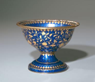 Stem Cup, 1600s-1700s.. India, Jaipur, 17th-18th century. Enamel on copper, gold and silver leaf;