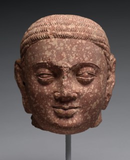 Head of Jina, 3rd quarter of 2nd century. India, Mathura, Kushan Period (1st century-320). Red
