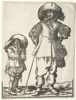 Standing Cavalier and Beggar Boy. Ludolph Büsinck (German, 1590-1669). Woodcut