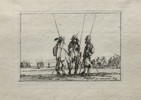 Caprices:  Three Standing Soldiers. Stefano Della Bella (Italian, 1610-1664). Etching