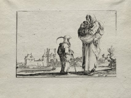 Caprices:  Beggar Woman with a Baby and a Little Girl. Stefano Della Bella (Italian, 1610-1664).