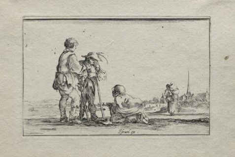 Caprices:  Two Standing Beggars and a Cripple. Stefano Della Bella (Italian, 1610-1664). Etching
