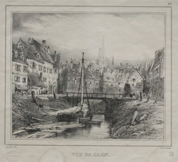 Vue de Caen, 1832. Eugène Isabey (French, 1803-1886). Lithograph