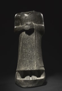 Statue of Gudea, c. 2143-2142 BC. Neo-Sumerian, Iraq, Girsu, 2143-2124 BC. Dolerite; overall: 126 x