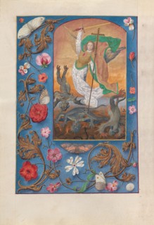 Hours of Queen Isabella the Catholic, Queen of Spain:  Fol. 167v, St. Michael, c. 1495-1500. And