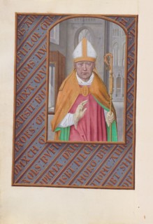 Hours of Queen Isabella the Catholic, Queen of Spain:  Fol. 183v, St. Nicholas, c. 1495-1500. And
