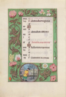 Hours of Queen Isabella the Catholic, Queen of Spain:  Fol. 4v, March, c. 1500. And associates
