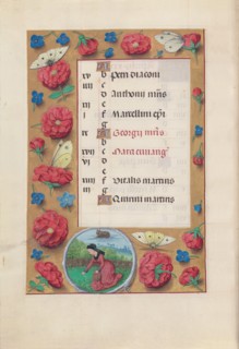Hours of Queen Isabella the Catholic, Queen of Spain:  Fol. 5v, April, c. 1495-1500. And associates