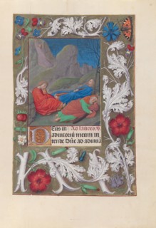Hours of Queen Isabella the Catholic, Queen of Spain:  Fol. 57r, Agony in the Garden, c. 1495-1500.
