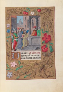 Hours of Queen Isabella the Catholic, Queen of Spain:  Fol. 63r, Christ before Pilate, c. 1500. And