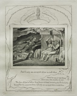 The Book of Job:  Pl. 4, And I only am escaped alone to tell thee, 1825. William Blake (British,