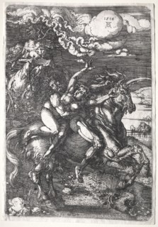The Abduction on a Unicorn, 1516. Albrecht Dürer (German, 1471-1528). Etching