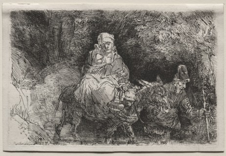 The Flight into Egypt: Crossing a Brook, 1654. Rembrandt van Rijn (Dutch, 1606-1669). Etching and