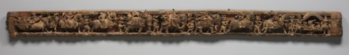 Narrative Frieze:  Dignitaries in Palanquin and Bullock Cart -  Architrave from a Jain Temple,
