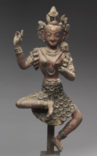 Goddess Vajravarahi, 1400s. Nepal, 15th century. Unbaked clay and pigment; overall: 63.5 cm (25 in