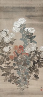 Chrysanthemums, mid 1600s. Kitagawa Sosetsu (Japanese, active 1639-50). Hanging scroll; ink and
