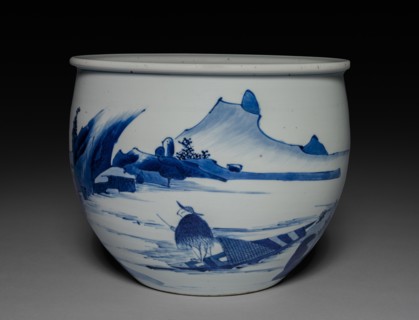 Pot with Landscape, 1662-1722. China, Jiangxi province, Jingdezhen kilns, Qing dynasty (1644-1912),