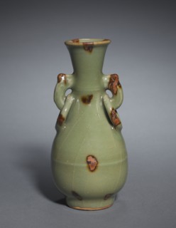 Bottle Vase with Ornamental Ring Handles:  Longquan Ware, 14th Century. China, Zhejiang province,