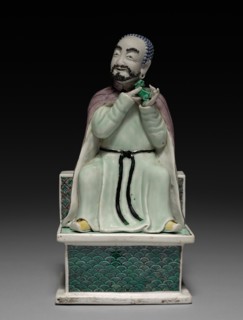 Lohan Holding a Fu Dog, 1662-1722. China, Jiangxi province, Jingdezhen kilns, Qing dynasty
