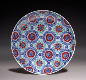 Dish with Brocade, late 1600s. Japan, Edo period (1615-1868). Porcelain with underglaze blue and
