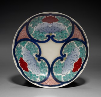Dish with Lotus in Rui-Head-Shaped Cartouches, mid-1800s. Japan, Edo period (1615-1868). Porcelain