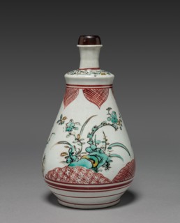 Wine Bottle with Plum and Pine Tree Design: Ko Imari Type, late 17th century. Japan, Edo Period