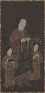 Shotoku Taishi and His Sons, 1300s. Japan, Kamakura period (1185-1333). Hanging scroll; ink and