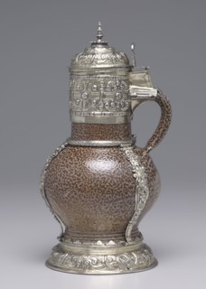 Tigerware Jug, 1594. Germany and England, 16th century. Stoneware with gilt-silver mounts; overall: