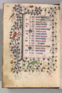 Hours of Charles the Noble, King of Navarre (1361-1425): fol. 10v, October, c. 1405. Master of the