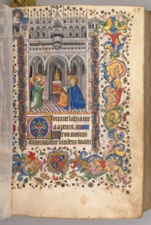 Hours of Charles the Noble, King of Navarre (1361-1425): fol. 29r,The Annunciation (Matins), c.