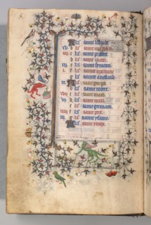 Hours of Charles the Noble, King of Navarre (1361-1425): fol. 4v, April, c. 1405. Master of the