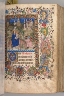 Hours of Charles the Noble, King of Navarre (1361-1425): fol. 88r, Flight into Egypt (Vespers), c.