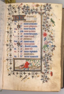 Hours of Charles the Noble, King of Navarre (1361-1425): fol. 9r, September, c. 1405. Master of the
