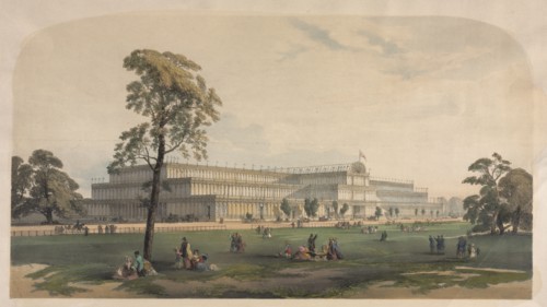 The Crystal Palace, c. 1850. Possibly by Joseph Nash (British, 1808-1878). Lithograph, hand colored